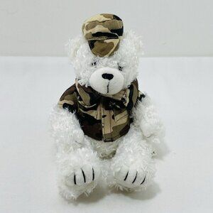 Artistic Toy Bear Plush Army Military Soldier Jacket Veteran Uniform Hat Costume